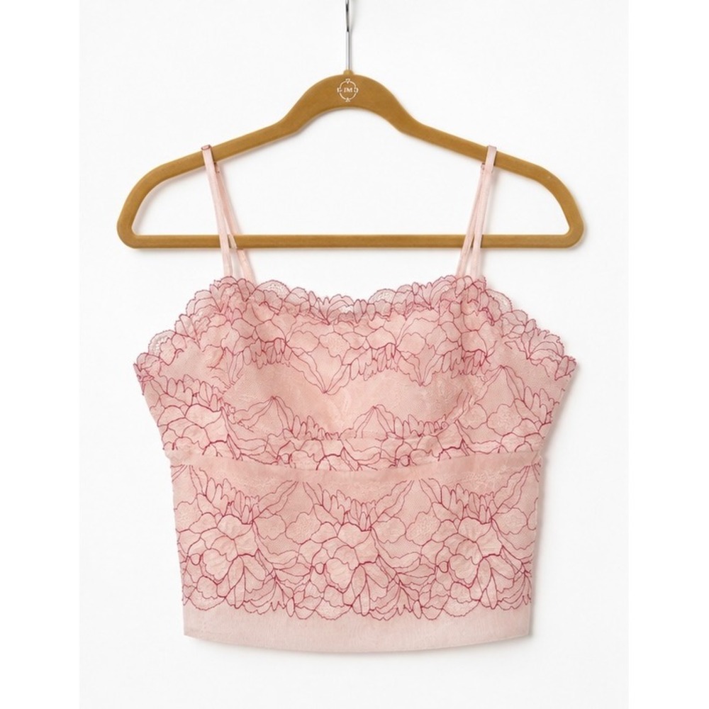 Lace-Trim Pink Camisole Top